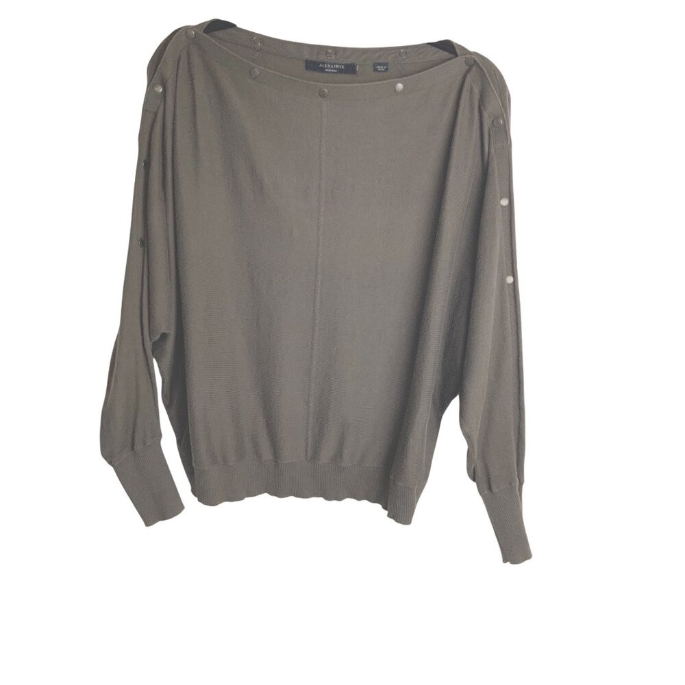 All Saints  Womens brown top Medium signature working snaps